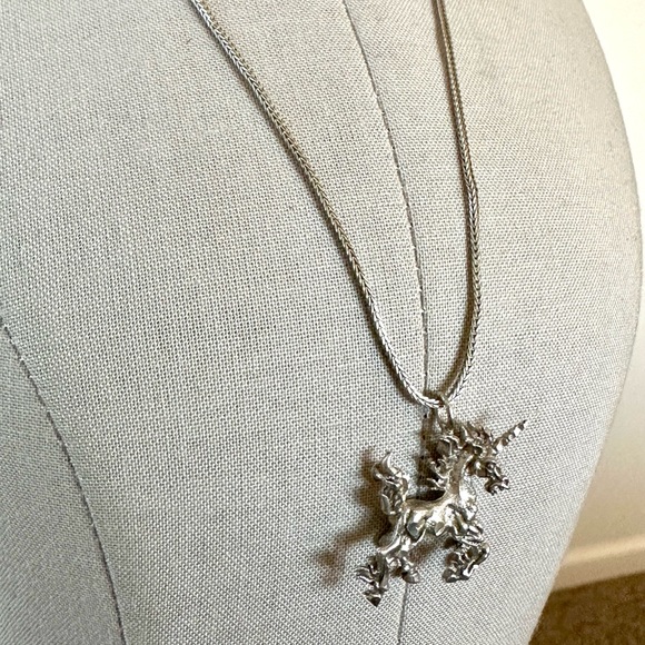 Sterling Silver Unicorn Pendant Necklace - Picture 9 of 16